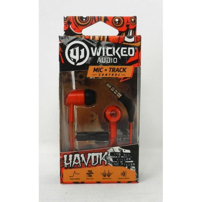 Wicked Audio Havok Earbud Headphones with Enhanced Bass Cherry Bomb