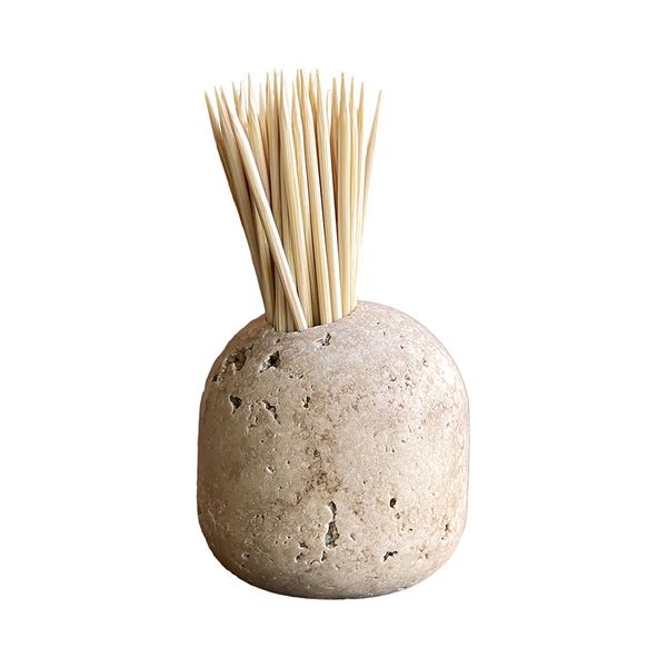 Travertine Toothpick Holder, Match Holder, Decorative Natural Stone Home Decor