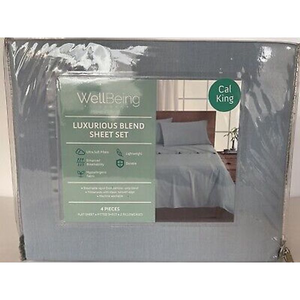 New Well Being Luxurious Blend Bed Sheets Set - Cal King Light Blue