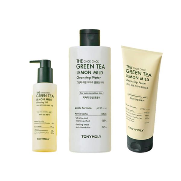 Tony Moly The Moist Green Tea Lemon Low-irritation Cleansing 3-piece set / Oil Water Foam