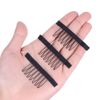 24 pcs/lot Wig Combs 7-teeth Wig Clips Steel Teeth Polyester Durable Cloth Wig Combs for Hairpiece Caps Wig Accessories Tools (Black)