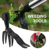 Weed Puller Tool, Stand Up Weeding Tool, Detachable Long Handle Weed Puller Root Remover Tool with 4 Claws, Manual Weeder Tool Hand Weed Root Pulling Tool, Picker, Grabber for Garden (Wood Handle)