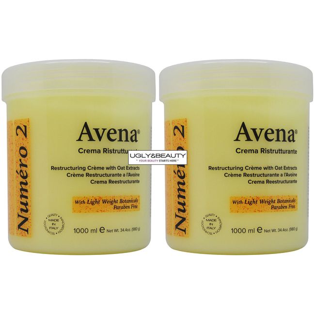 Avena Numero 2 Restructuring Creme with Oat Extracts 1000 ml "Pack of 2"