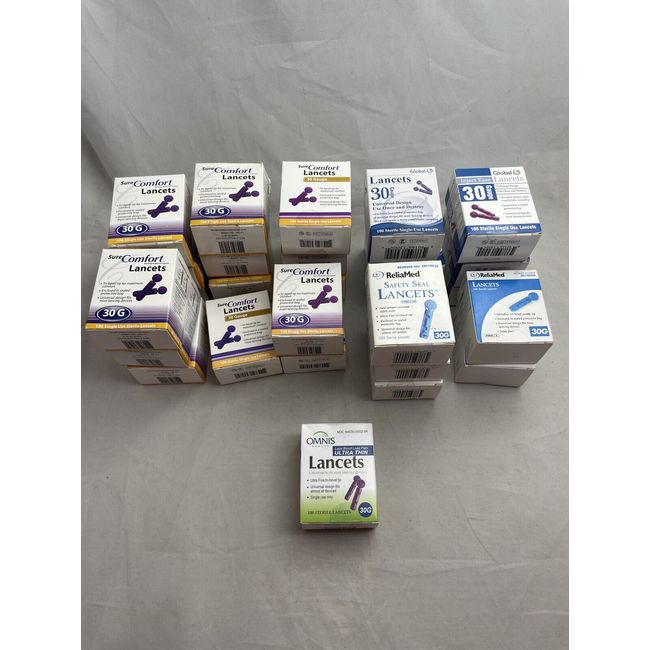 Lot of 27 Global ReliaMed Medical Sterile Lancets 30G Sealed Boxes 2700 Total