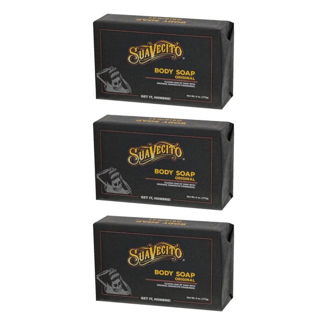 Suavecito Body & Hand Soap Bars Moisturizing With Masculine Original Fragrance 6 oz 3 Pack