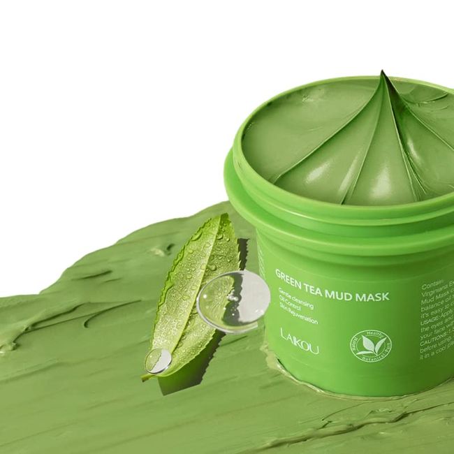 AKARY Clay Mask Skin Care Green Tea Mud Mask, Natural Organic Green Tea Mud Mask with Hyaluronic Acid, Deep Cleansing Blackhead Removal Face Mask Nourishing Hydration Facial Mask for Face and Body