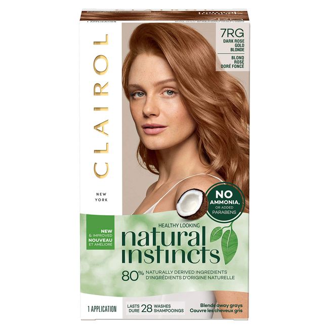 Clairol Natural Instincts Semi-Permanent Hair Dye, 7RG Dark Rose Gold Blonde Hair Color, 1 Count