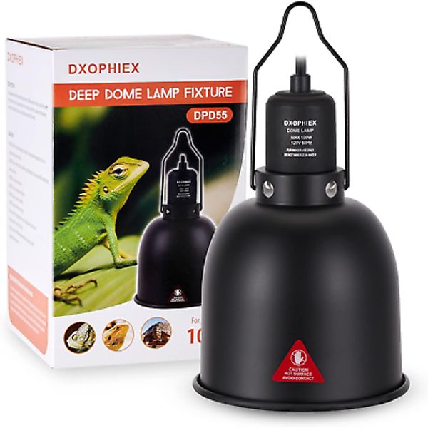 5.5Inch Deep Dome Reptile Heat Lamp Reptile Light Fixture UVB Reptile Light F...