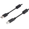 L-COM U2A00002-3M USB Cable, w/Ferrite, USB Type A Plug, USB Type B Plug, 3 m, 9.84 ft, USB 2.0, Black