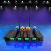 4 Channel Wireless Microphone System 4 Handheld Black Mic Karaoke DJ Singing