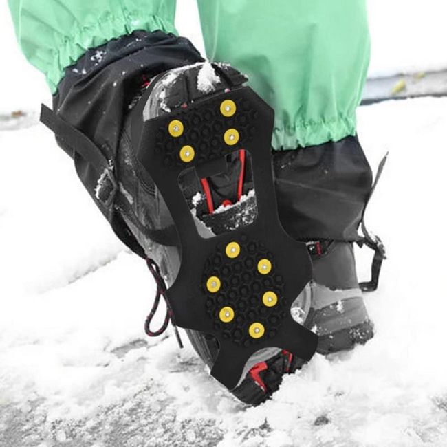 12 Tooth Ice Snow Crampons Anti-Slip Climbing Gripper Shoe Covers Spike  Cleats Stainless Steel Snow Skid Shoe Cover Crampon