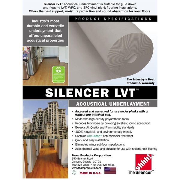 Silencer LVT Vinyl / Hybrid Resilient Floor Underlayment 100 sqft  Roll