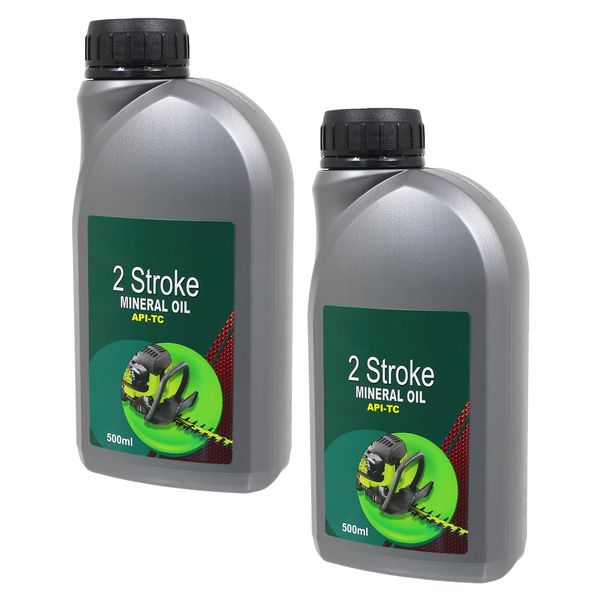 SPARES2GO 2 Stroke Low Smoke Mineral Oil for Outboard Motor Generator 500ml (Pack of 2)