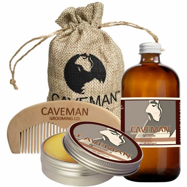 Hand Crafted Caveman™ Beard Growth Oil + Beard Balm + Handmade Comb - Bay Rum