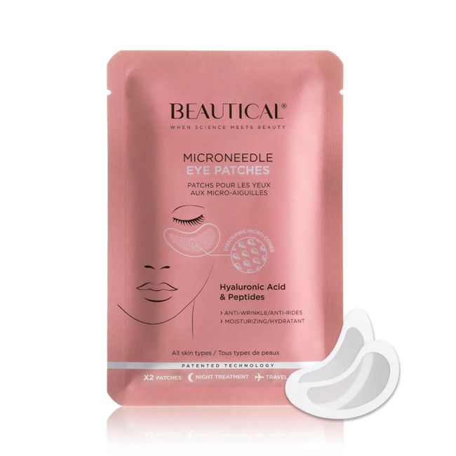 BEAUTICAL Microneedle Eye Patches  - Eye Mask Hyaluronic Acid, Peptides - 1 pair