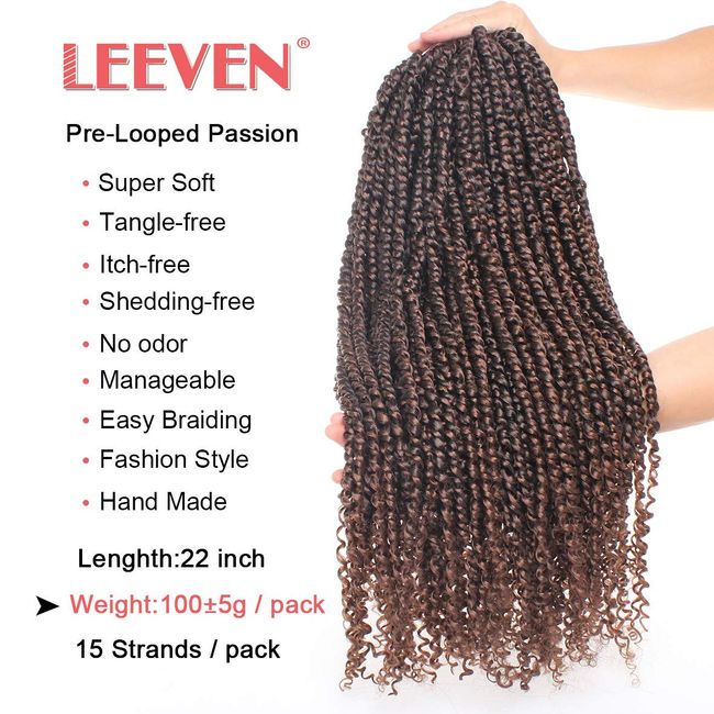 Passion Twist Crochet Hair 6 Packs Pretwisted Passion Twist Hair for Black  Women 18inches Pre-looped Passion Twist Water Wave Crochet Braids  (20roots/pcs, T30)