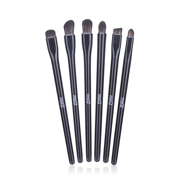 MSQ Eyeshadow Brush, 6 Pieces, Makeup Brush, Premium Fiber Hair, Ultra Soft, Daily Makeup, Portable, Suitable for Sensitive Skin, Black