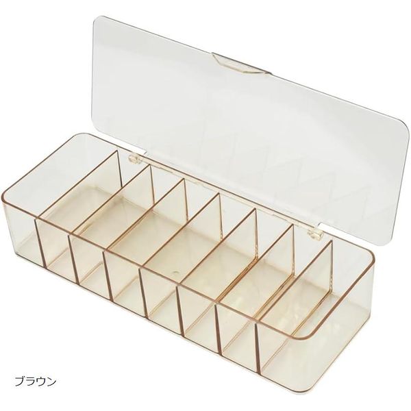 5x points on all items ★ Shopping marathon Contact lens storage case with lid, 8 rows, dividers, see-through, accessories, portable, travel, business trip (brown)