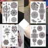 Inateannal 4 Sheets Black Lace Tattoo Stickers for Bridal Wedding Vintage Floral Hand Back Fake Tattoo Body Transfers Temporary Tattoo Stickers for Women Girls