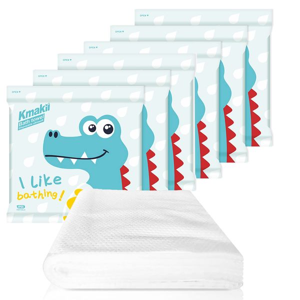 KMAKII 6 Pack Disposable Bath Towels White Soft Bath Bath Wipes Portable and Breathable Thick Bath Cloths for Travel Hotel Business Trip Size: 55"X28"