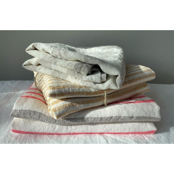 Bath towel beach cloth "Provence" 100% linen stonewashed 68x144 cm, stripe sand-