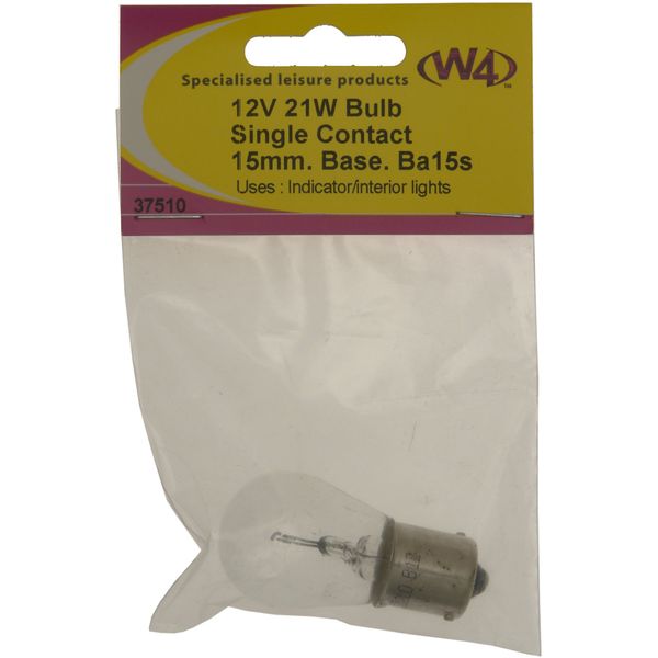 W4 BA15S 12V 21W Bulb - Transparent