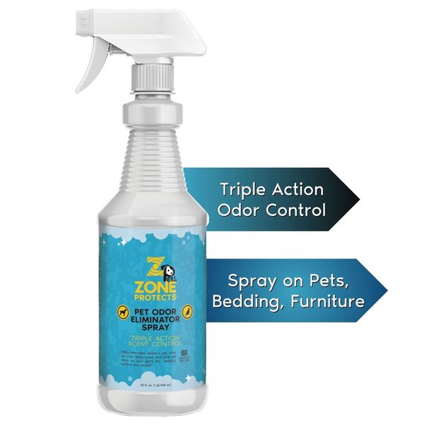 Zone Protects Pets Odor Eliminator Spray, 32oz; Triple Action