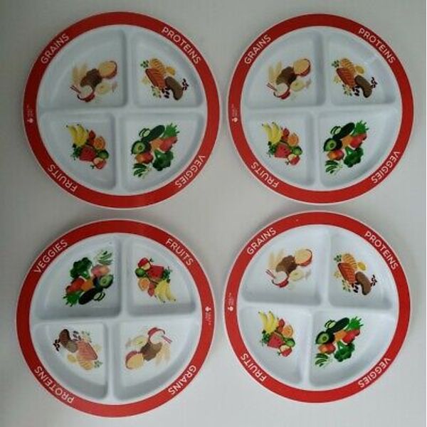 4 Health Beet Portion Control Plastic Plates Kids or Adults