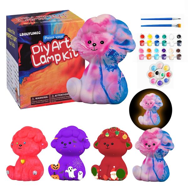 LBOLYUMEG Paint Your Own Sheep Lamp Kit,Art Supplies Arts and Crafts for Kids Ages 8-12,Crafts for Girls 8-12,Night Light Kids Crafts Ages 4-8,Birthday Easter Gift for Girls Boys Age 3 4 5 6 7 8+