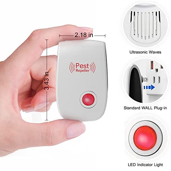 Pest Repeller Electronic Plug in Indoor Sonic Repellent pest Control for  Bugs Roaches Insects Mice Spiders Mosquitoes