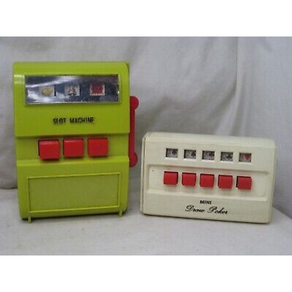 as-is vintage 2 WACO toy gambling games SLOT MACHINE & MINI Draw Poker *NOTE