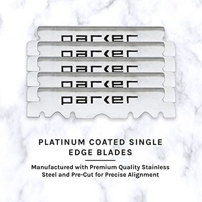  Parker PTW Push Type Blade Load Professional Straight Edge  Barber / Shavette Razor with Stainless Steel Blade Arm and 5 Parker Premium  Platinum Blades : Beauty & Personal Care