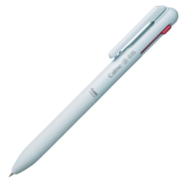 Pentel Calme BXAC33S2 Tri-Color Ballpoint Pen, 0.01 inches (0.35 mm), Light Blue