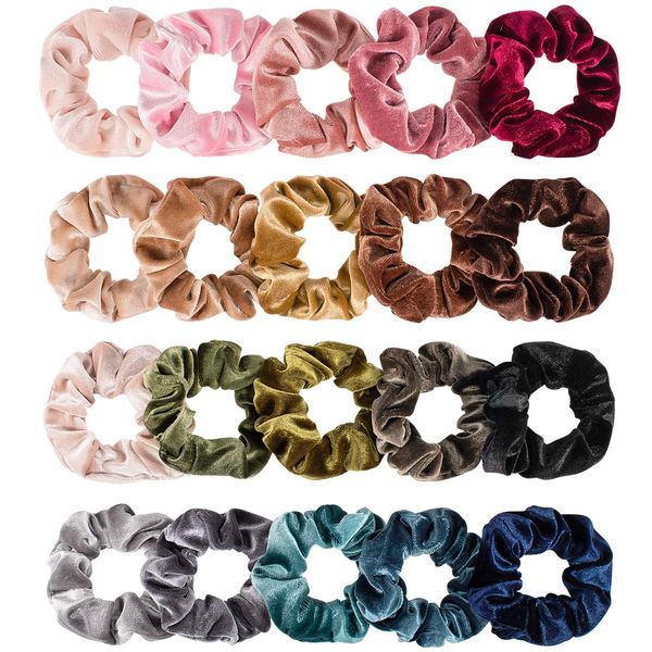 Whaline Hair Scrunchies Velvet Hair Bobble Elastics Hair Bands Soft Hair Ties for Girls, Women (20 Colors)