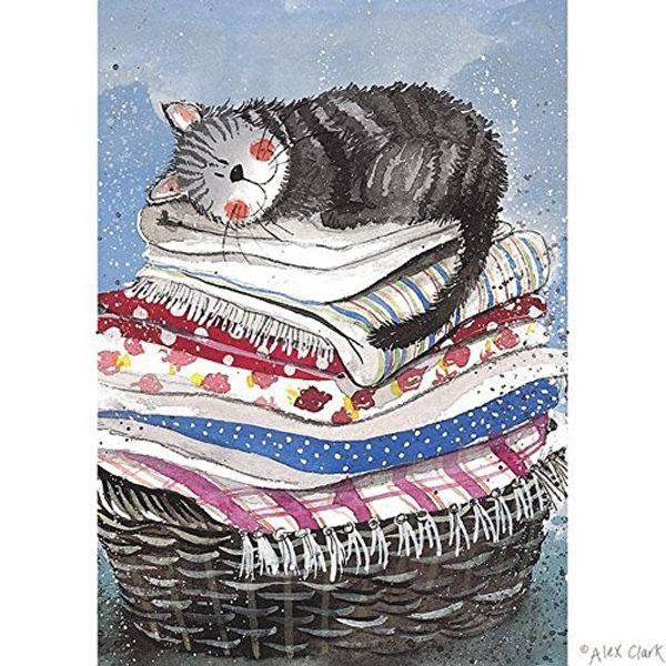 Alex Clark Laundry Basket Cat Tea Towel - 100% Cotton