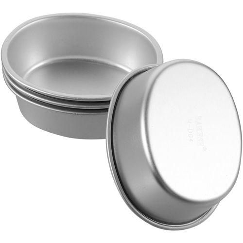 PRETYZOOM 4 Inch Mini Baking Pan: 4pcs Oval Cheesecake Mold - Nonstick Aluminum Alloy Cake Pan, Reusable Flan Baking Tin for Baby Shower, Wedding, Daily