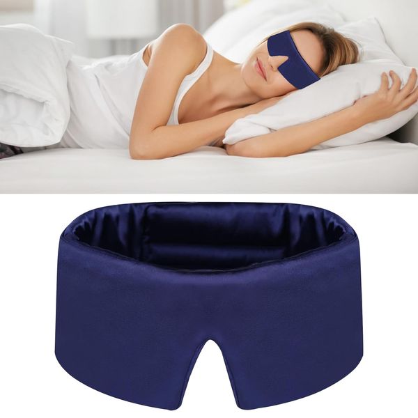 Silk Sleep Mask, Light Design Soft Comfortable Eye Mask, Deep Sleep Eye Mask, Ultra-Light-Blocking Eye Mask, Super Soft and Comfortable Silk Eye Mask (Navy Blue)