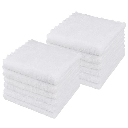 Orighty Ultra Soft Washcloths 12 Pack, Premium Microfiber Towel Sets 12 x 12 inches, Absorbent and Quick Drying Coral Velvet Washcloth, Multi-Purpose Wash Cloths for Bathroom, Hotel, and Gym (White)