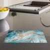 Blue Teal White Gold Marble Kitchen Worktop Protector Saver Glass Chopping Board