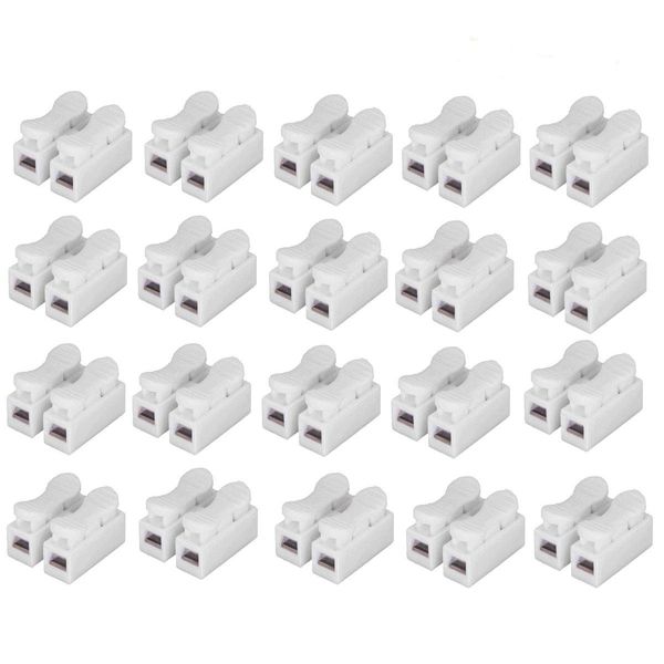 CompStudio 20Pcs 2P CH2 Quick Connector Cable Clamp Terminal Block Spring Connector Wire LED Strip Light Wire Connecting