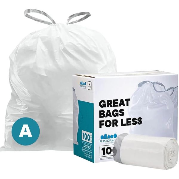 Plasticplace Custom Fit Trash Bags Compatible with simplehuman Code A, 100 Count
