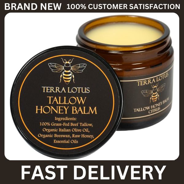 Terra Lotus Organic Grass-Fed Beef Tallow Balm with Raw Honey Moisturizer