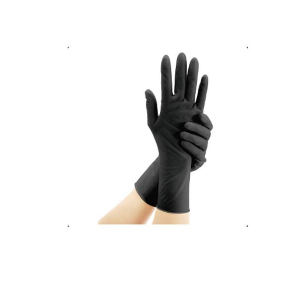 Feather Silk Latex Gloves Black 50 Count Medium 7.5-8.0" (Low)