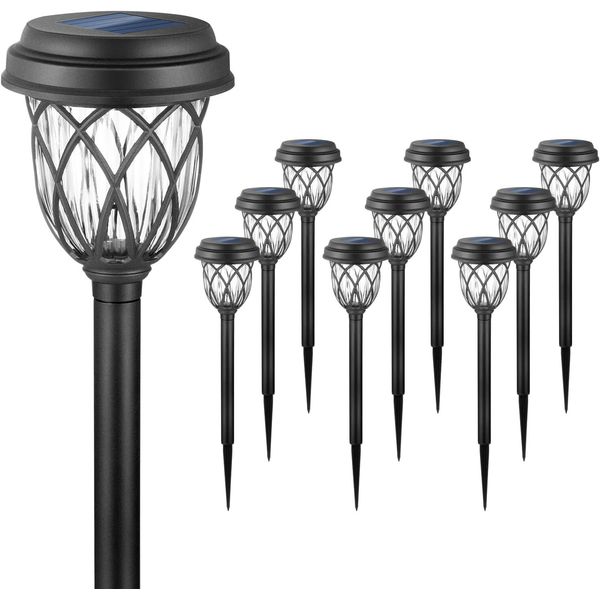 10 Pack Solar Lights Outdoor Garden Pathway Solar Powered Yard Lights for Wal...