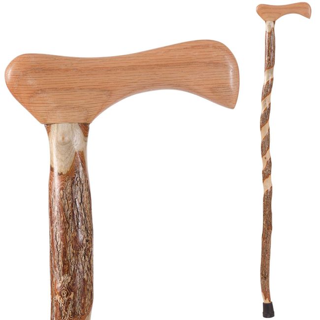 Handcrafted Wood Walking Cane - Made in the USA by Brazos - Twisted Sassafras - 37 Inches