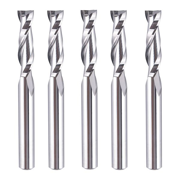 SpeTool 5Pcs Spiral Router Bits UpCut 1/4 inch Cutting Diameter 1/4 inch Shank Router Bit Set HRC55 Solid Carbide CNC End Mill for Woodworking Mortise Slot Carving Engraver