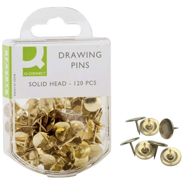 Q-Connect KF02018 Brass Plated Encapsulated Thumbtacks (Pack of 120)