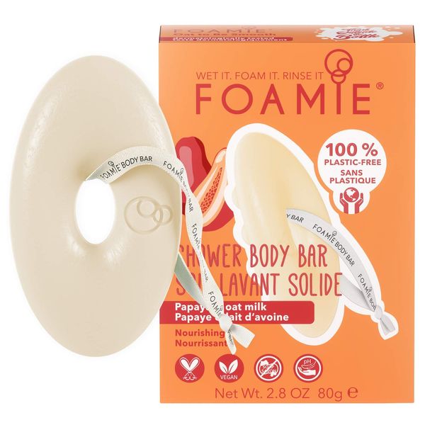 Foamie 2-in-1 Natural Body Bar Soap-Free, Body Wash Women & Men for Smooth Skin, Oatmeal Vegan Body Wash Refreshing, Body Wash for Dry Skin with Papaya & Oat Milk, Sulfate Free Body Wash