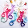 SATPULOT Wig, Extensions, Hair Extensions, Kids, Gradient, Ribbon Winding Hairpin, Ponytail, Colorful, Point Wig, Kids Extensions, Hair Extensions, Hip Hop, Colorful, Hair Extensions, One-Touch, Kids, Dance, Recitals, Easy to Put On