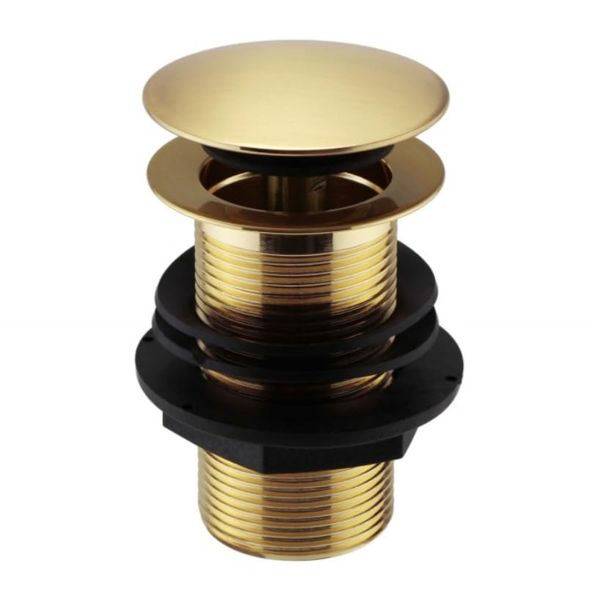 Brushed Brass Round Click Clack Unslotted Basin Waste